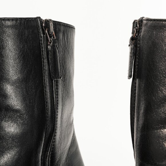 Prada Black Leather Almond-Toe Ankle Boots - Picture 9 of 10